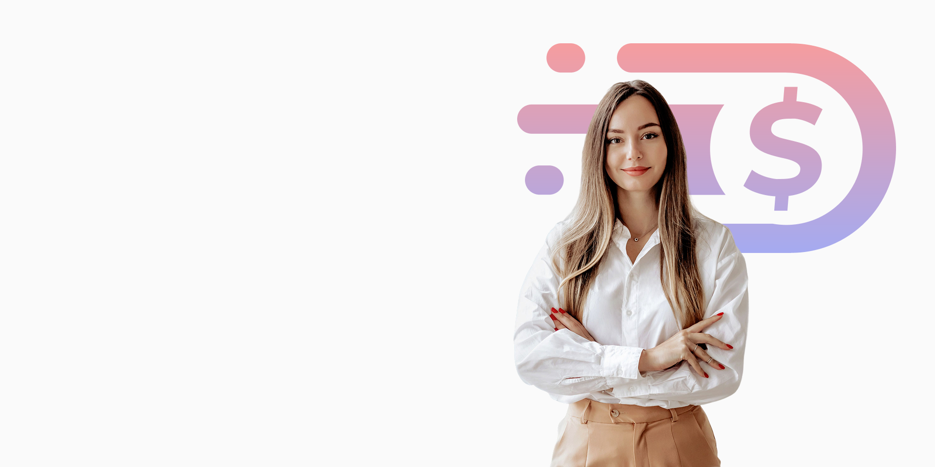 Femeie încrezătoare cu brațele încrucișate, reprezentând serviciile financiare rapide oferite de PlusCredit.